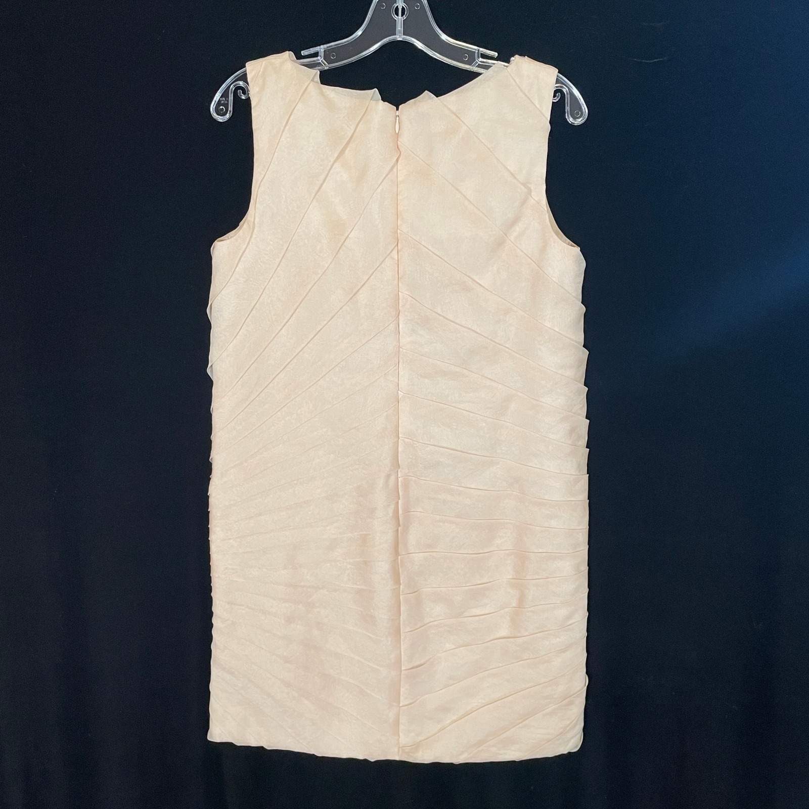 Christian Cota 100% Silk Mini Dress Sunburst Pleated Champagne Nude Cocktail 4 — image 7 of 7